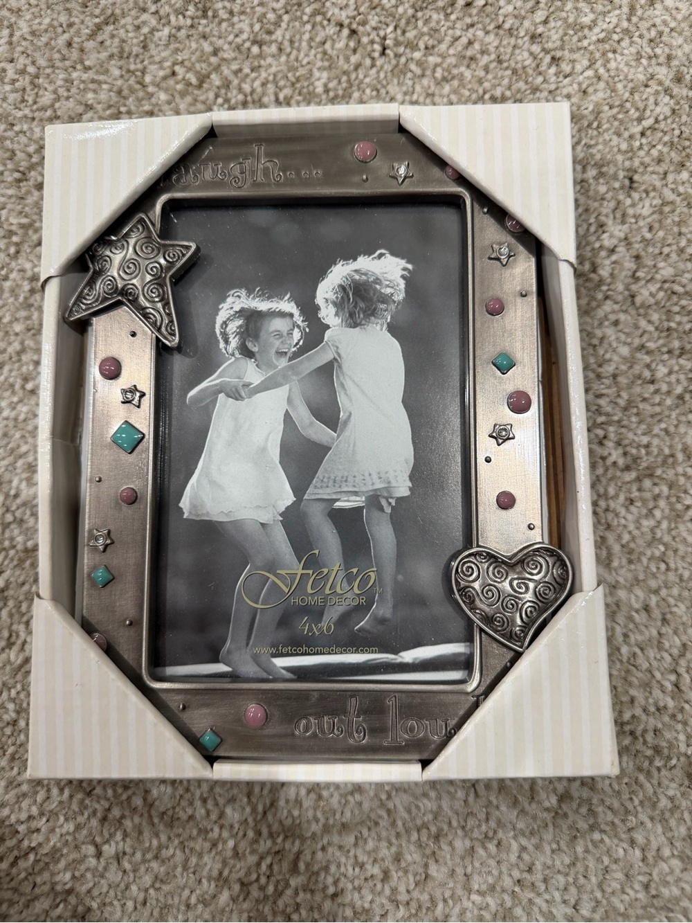 Fetco Kids Photo Frame in Bronze with Turquoise & Pink Accents